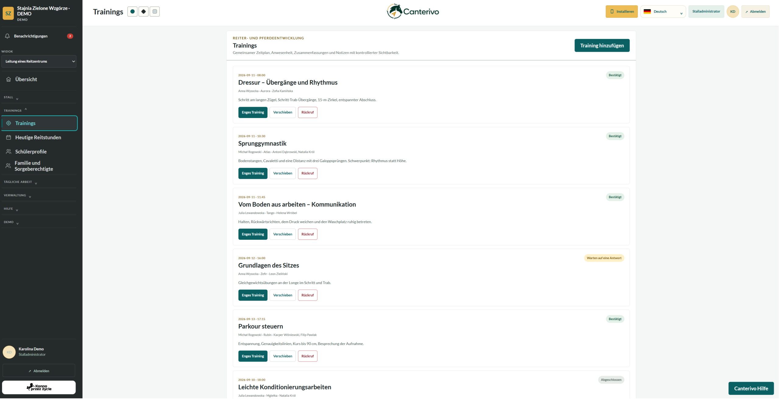 Canterivo Software für Reitschulen – Reitstunden und Training